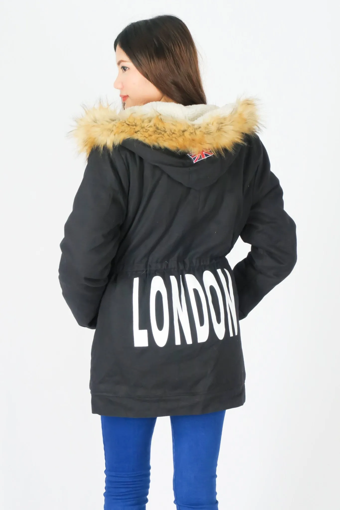 เสื้อโค้ทปาร์เกอะแต่งขนทรงเบสิค - London Faux Fur Lined Parkas Hooded Coats