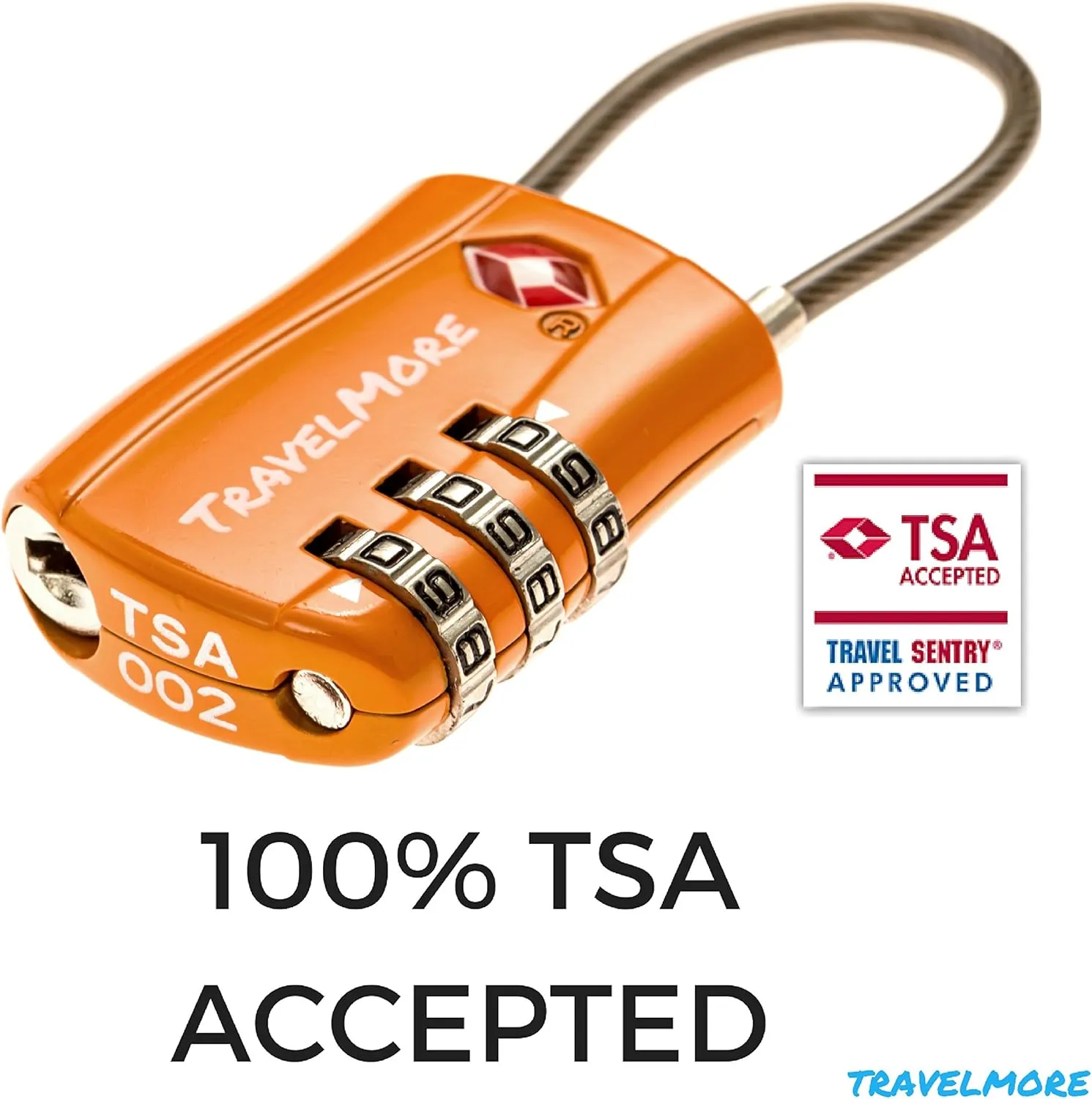 10 Pack TSA Approved Travel Combination Cable Luggage Locks for Suitcases - Orange