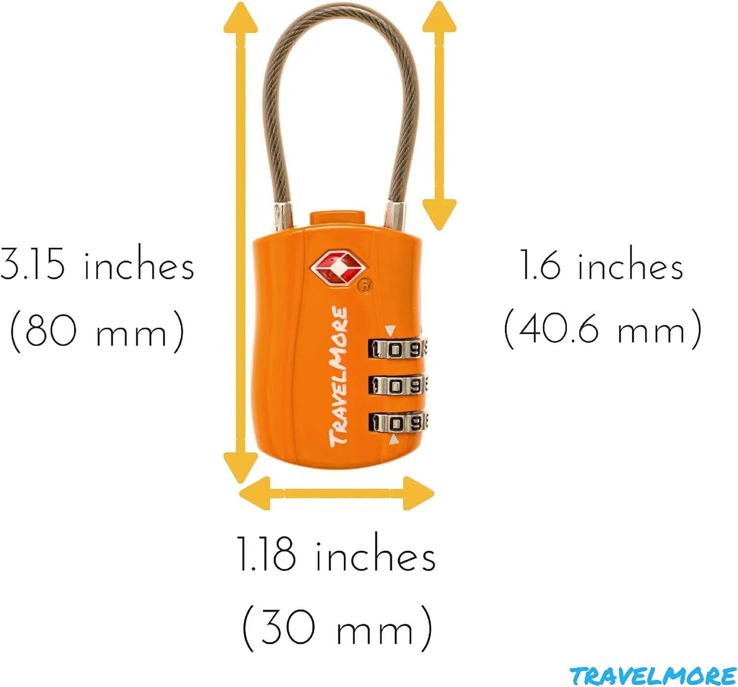 10 Pack TSA Approved Travel Combination Cable Luggage Locks for Suitcases - Orange