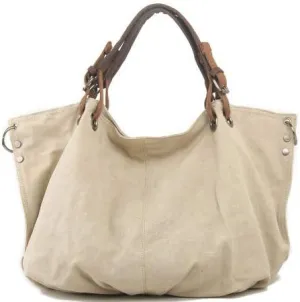 18 Inch Womens Handbag Waterproof Canvas Leather Satchel Purse Handbag, Vintage Retro Waxed Canvas Genuine Leather