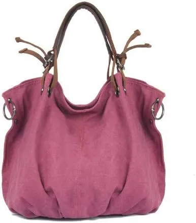 18 Inch Womens Handbag Waterproof Canvas Leather Satchel Purse Handbag, Vintage Retro Waxed Canvas Genuine Leather