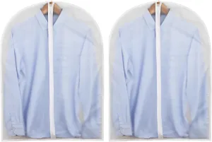 2 Garment Bags for Hanging Clothes, Translucent Plastic Dress Bag, Suitable for Wardrobe Storage of Suits, Shirts, and Pants(White,60x140cm/24x55in)