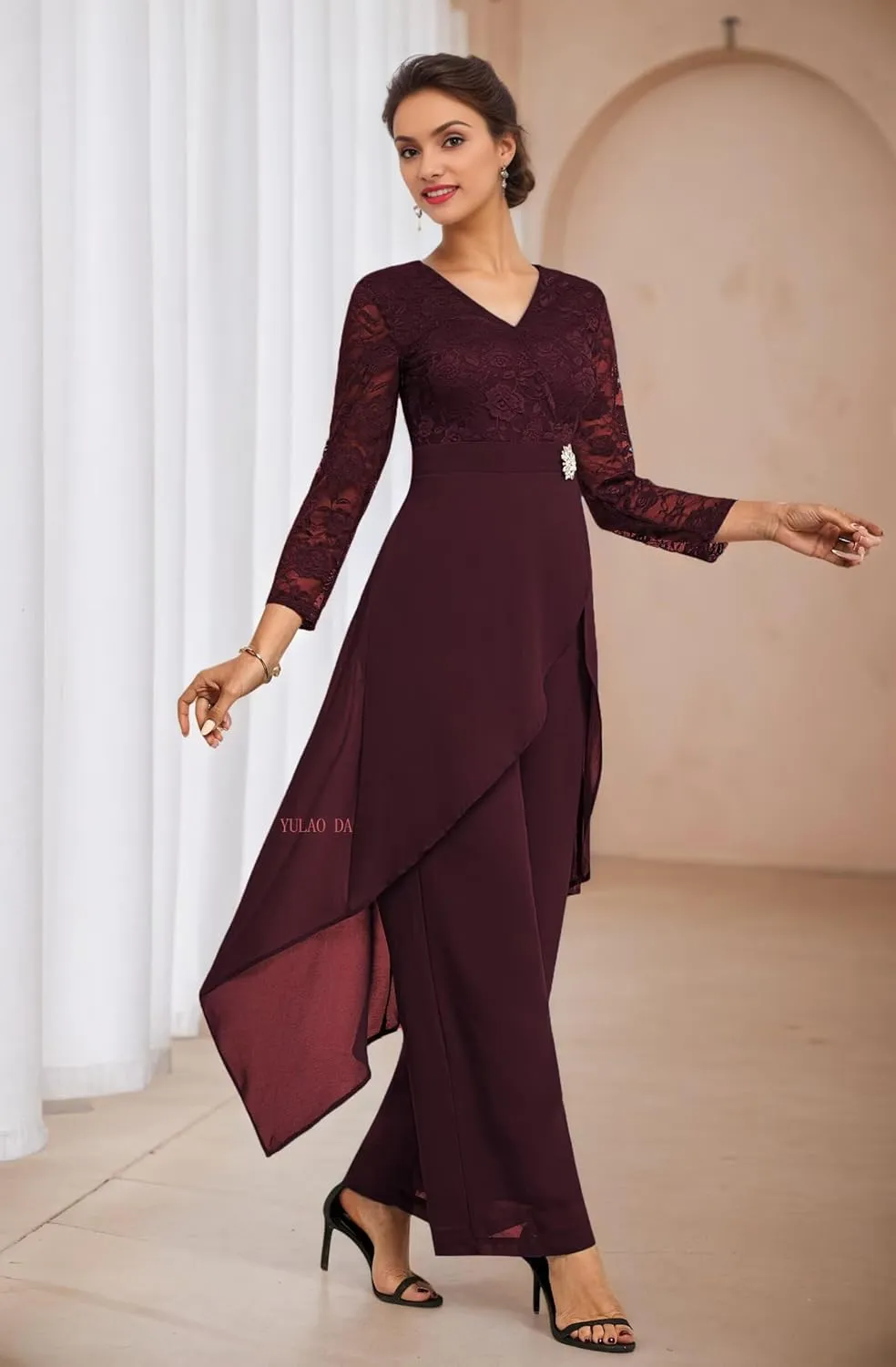 2 Pieces Lace Pant Suits for Women Dressy Summer Lace Mother of The Bride Pantsuits for Wedding Guest 2025