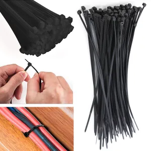 200 Pc Black Cable Ties Zip Heavy Duty Nylon Wire Cords Weather Resistant 8" New