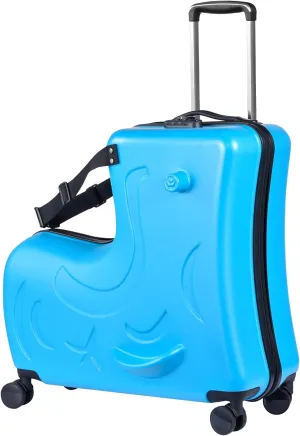 20" Ride on Suitcase for Kids Holds 110 Lbs,with Spinner Wheels,Telescoping Handle,Password Lock and Safety Belt,Ride On Suitcase for Kid Ages 1-6 (Blue)