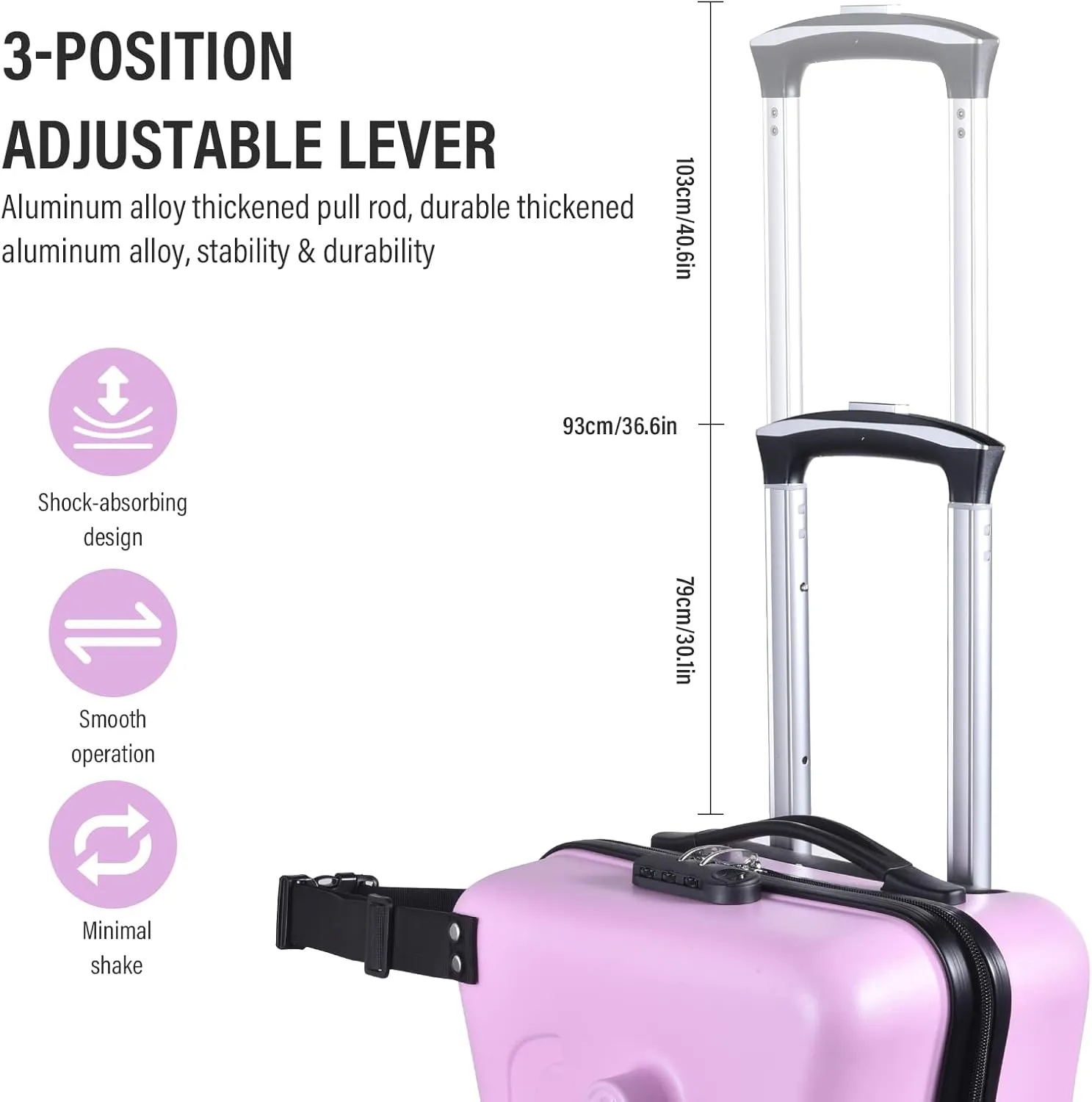 20" Ride on Suitcase for Kids Holds 110 Lbs,with Spinner Wheels,Telescoping Handle,Password Lock and Safety Belt,Ride On Suitcase for Kid Ages 1-6 (Pink)