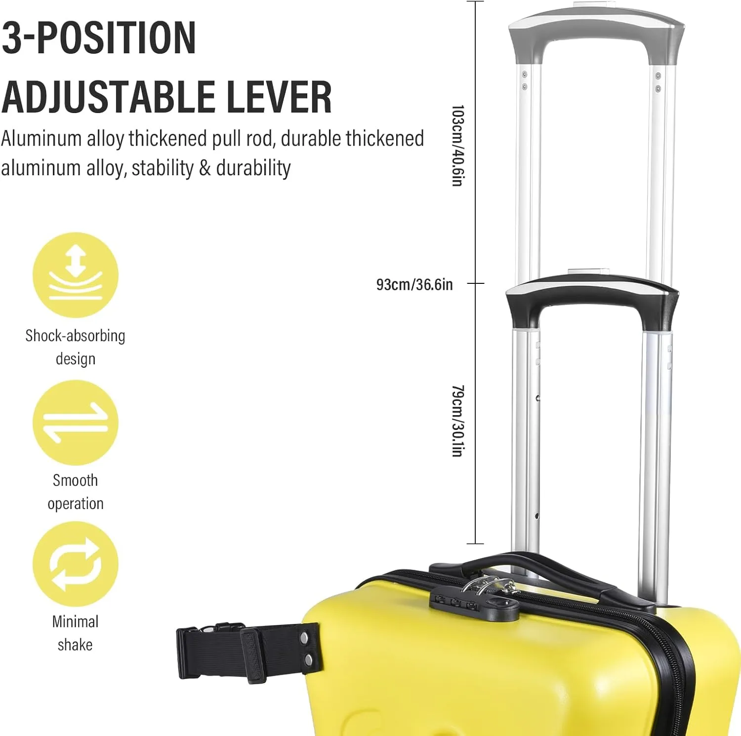 20" Ride on Suitcase for Kids Holds 110 Lbs,with Spinner Wheels,Telescoping Handle,Password Lock and Safety Belt,Ride On Suitcase for Kid Ages 1-6 (Yellow)