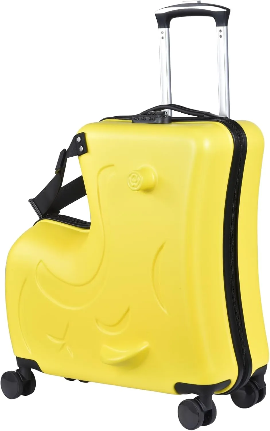 20" Ride on Suitcase for Kids Holds 110 Lbs,with Spinner Wheels,Telescoping Handle,Password Lock and Safety Belt,Ride On Suitcase for Kid Ages 1-6 (Yellow)