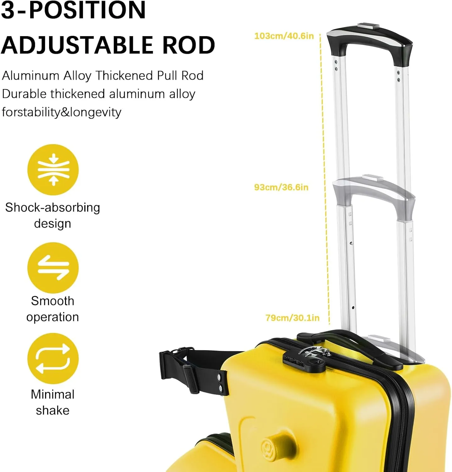 20" Ride on Suitcase for Kids Holds 110 Lbs,with Spinner Wheels,Telescoping Handle,Password Lock and Safety Belt,Ride On Suitcase for Kid Ages 1-6 (Yellow)