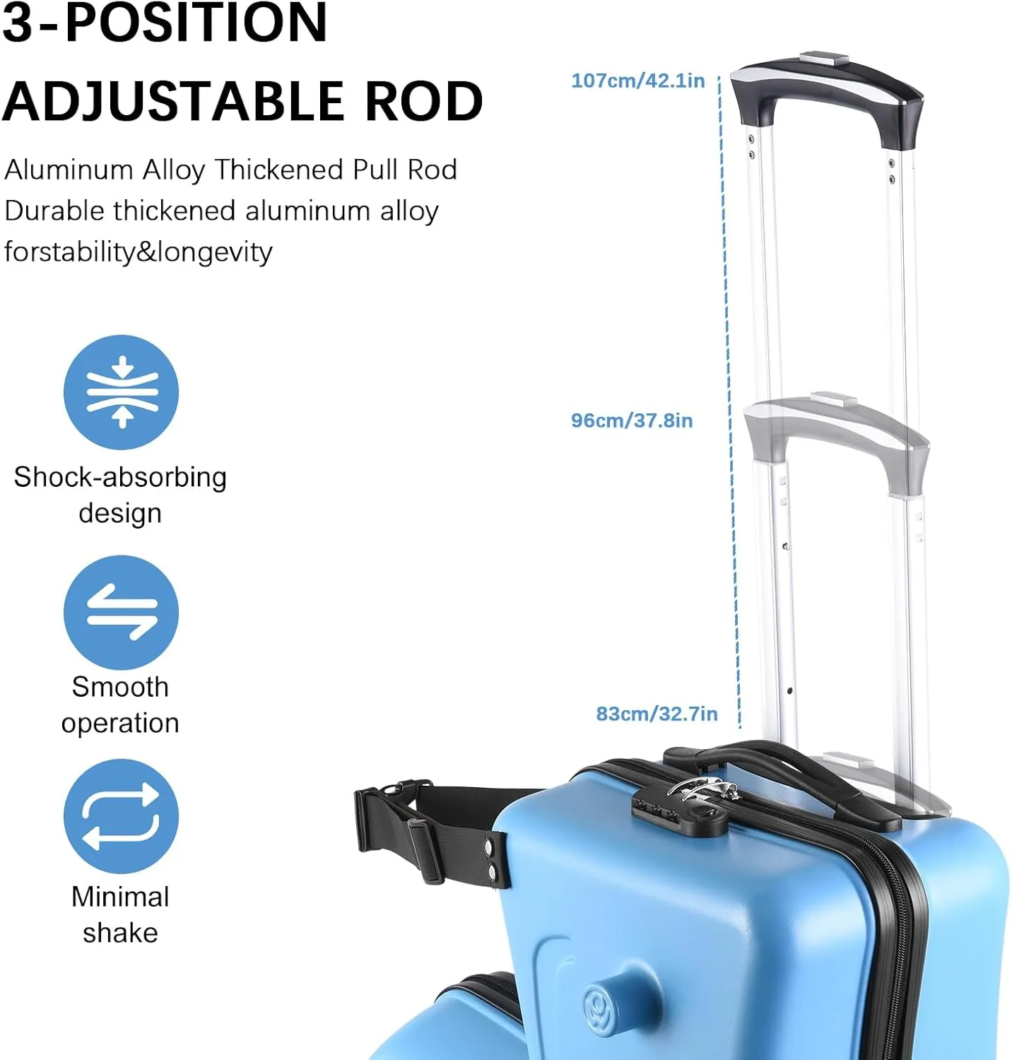 24" Ride on Suitcase for Kids,Can Hold 110 Lbs,with Double Spinner Wheels,Telescoping Handle,Password Lock and Safety Belt,Ride On Luggage for Kid Ages 6-12 (Blue)