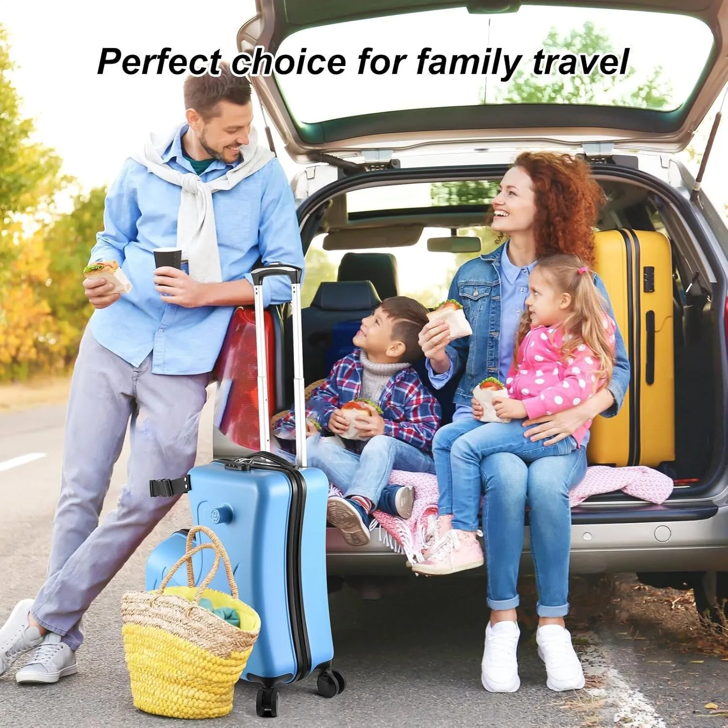 24" Ride on Suitcase for Kids,Can Hold 110 Lbs,with Double Spinner Wheels,Telescoping Handle,Password Lock and Safety Belt,Ride On Luggage for Kid Ages 6-12 (Blue)
