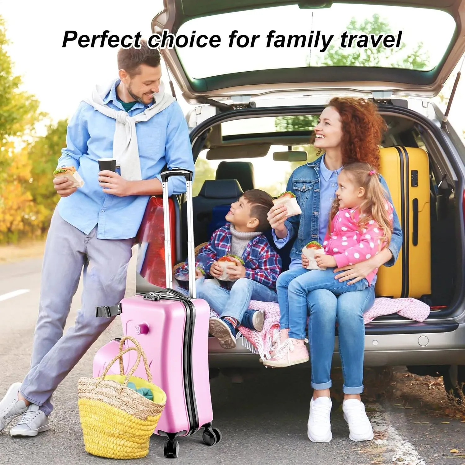 24" Ride on Suitcase for Kids,Can Hold 110 Lbs,with Double Spinner Wheels,Telescoping Handle,Password Lock and Safety Belt,Ride On Luggage for Kid Ages 6-12 (Pink)