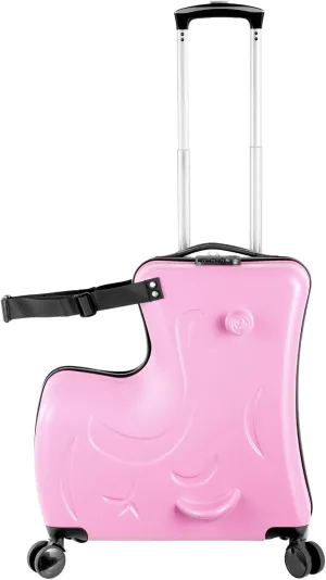24" Ride on Suitcase for Kids,Can Hold 110 Lbs,with Double Spinner Wheels,Telescoping Handle,Password Lock and Safety Belt,Ride On Luggage for Kid Ages 6-12 (Pink)