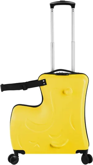 24" Ride on Suitcase for Kids,Can Hold 110 Lbs,with Double Spinner Wheels,Telescoping Handle,Password Lock and Safety Belt,Ride On Luggage for Kid Ages 6-12 (Yellow)
