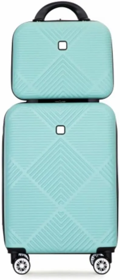 2Piece Luggage Sets ABS Lightweight Suitcase, Spinner Wheels, (20/14) Light Blue