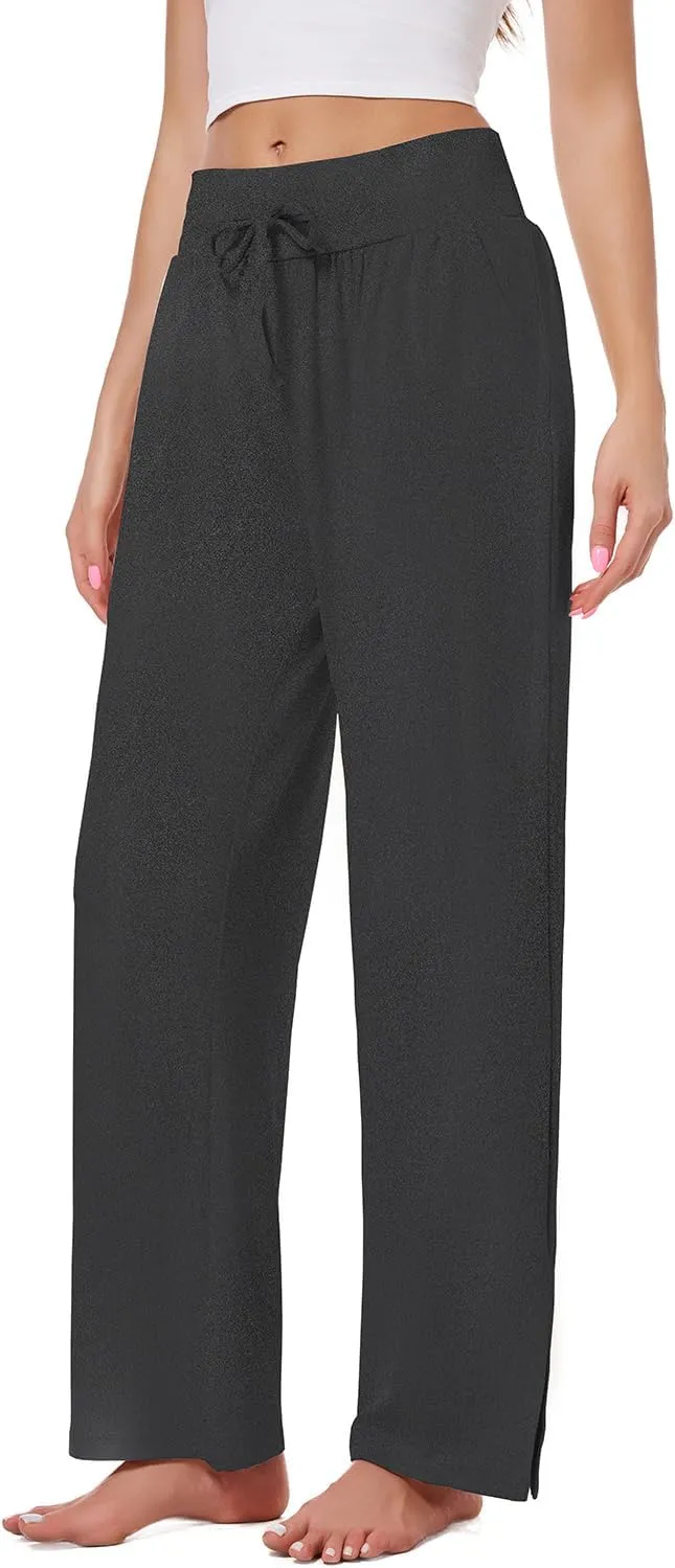 3 Pack Women's Lounge Pants Wide Leg Yoga Sweatpants with Pockets High Waisted Drawstring Lounge Loose Workout Jogger