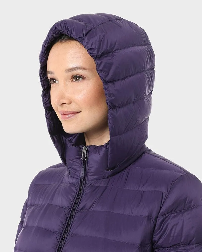 32 Degrees Womens Water-Repellent Packable Down Jacket, Ultra-Light with Detachable Hood