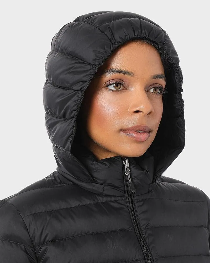 32 Degrees Womens Water-Repellent Packable Down Jacket, Ultra-Light with Detachable Hood