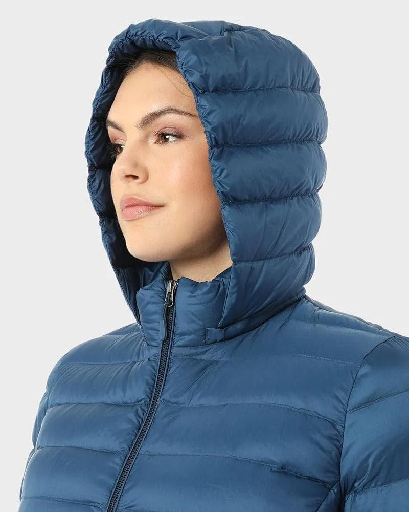 32 Degrees Womens Water-Repellent Packable Down Jacket, Ultra-Light with Detachable Hood