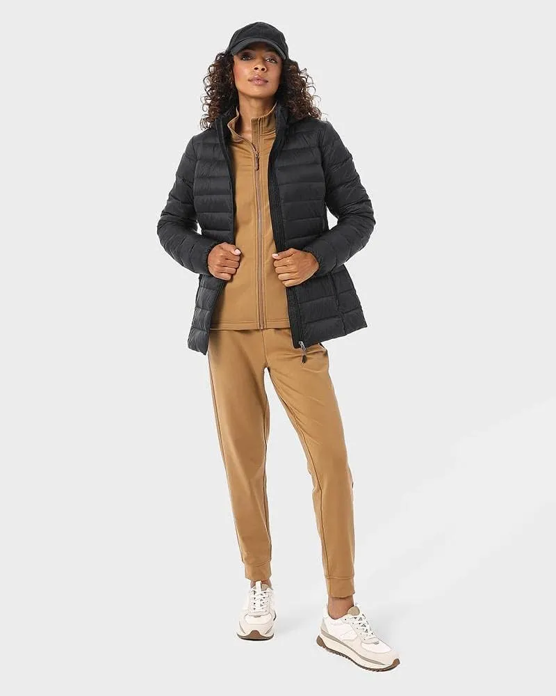 32 Degrees Womens Water-Repellent Packable Down Jacket, Ultra-Light with Detachable Hood
