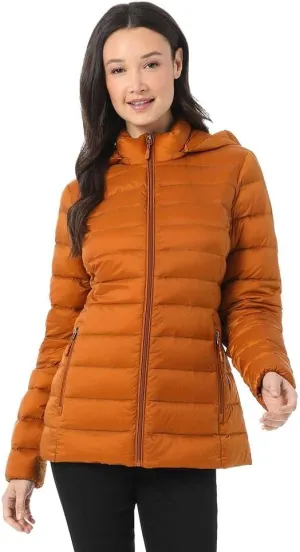 32 Degrees Womens Water-Repellent Packable Down Jacket, Ultra-Light with Detachable Hood