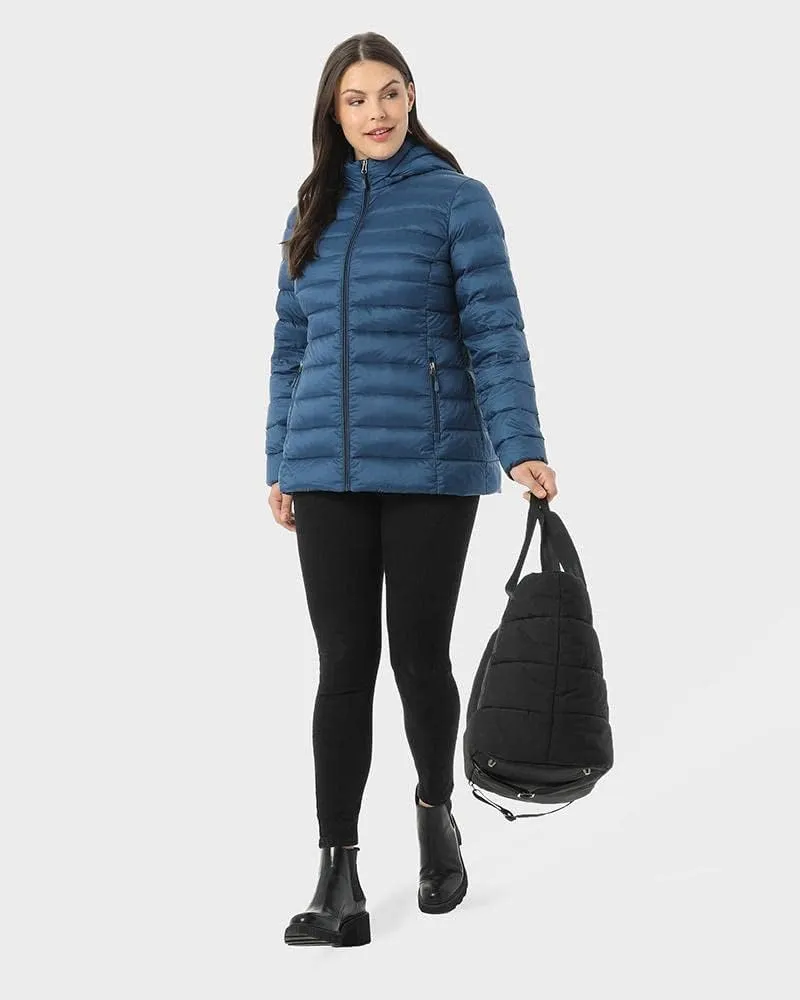 32 Degrees Womens Water-Repellent Packable Down Jacket, Ultra-Light with Detachable Hood