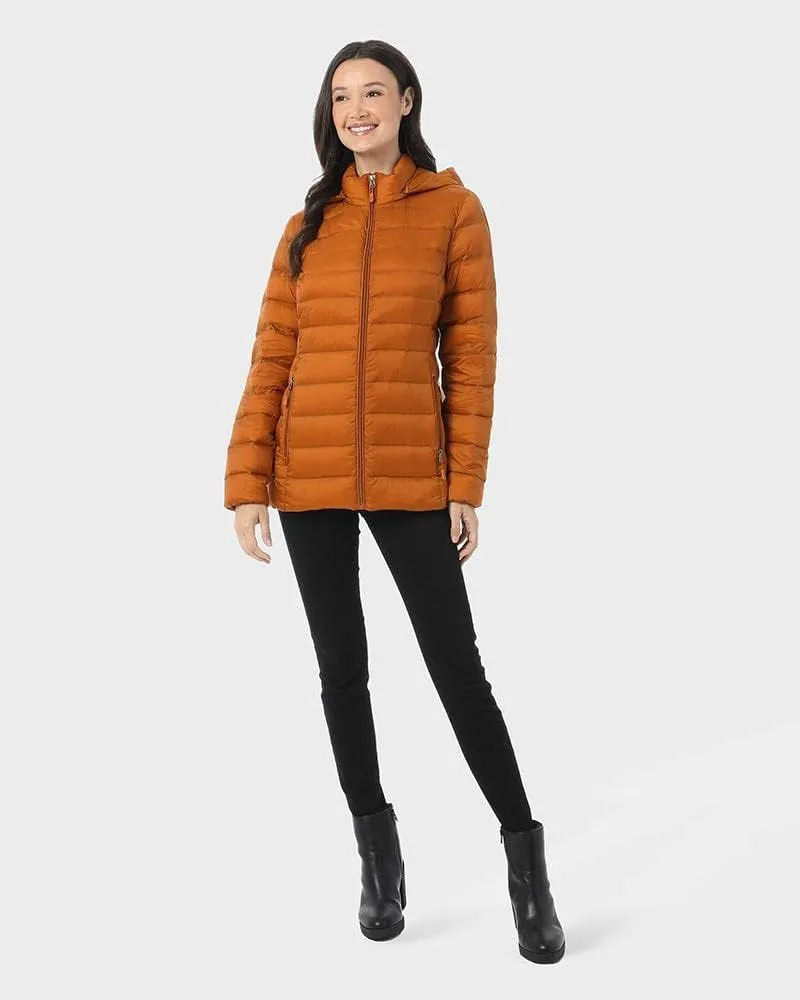 32 Degrees Womens Water-Repellent Packable Down Jacket, Ultra-Light with Detachable Hood