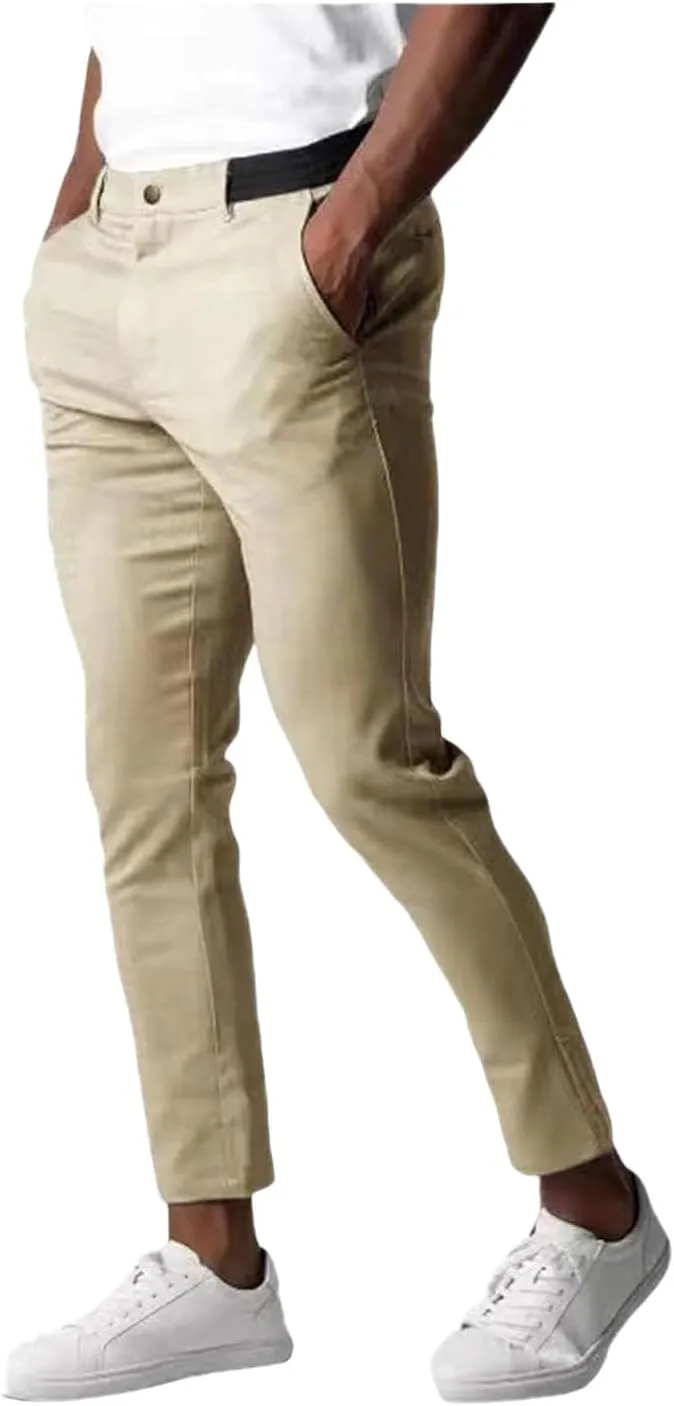 Active Chinos Pants for Men, Elasticity Slim Fit Pants Pants for Men,Slim fit Dress Pants for Men