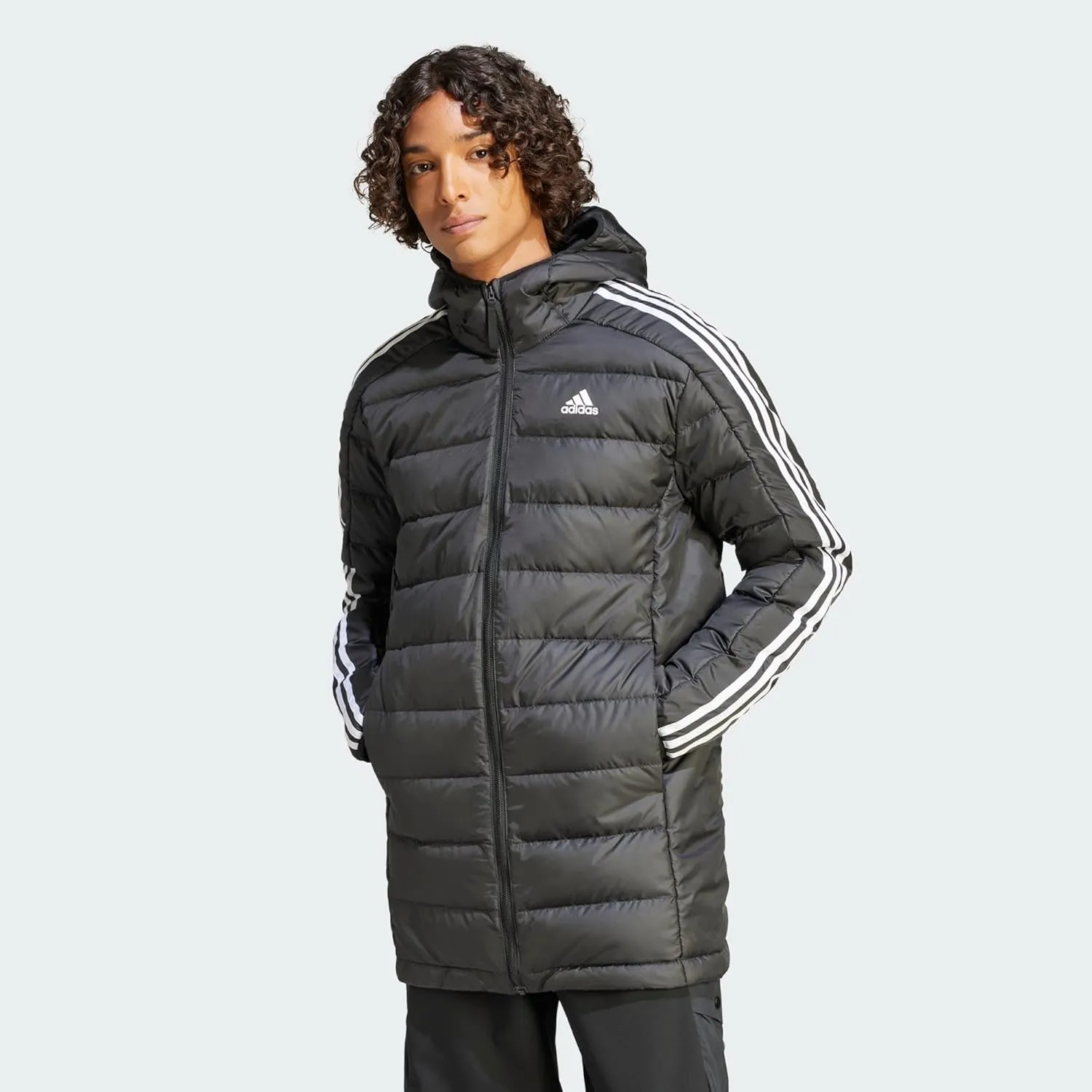 adidas Essentials 3-Stripes Light Down Hooded Parka Men's Down Jacket