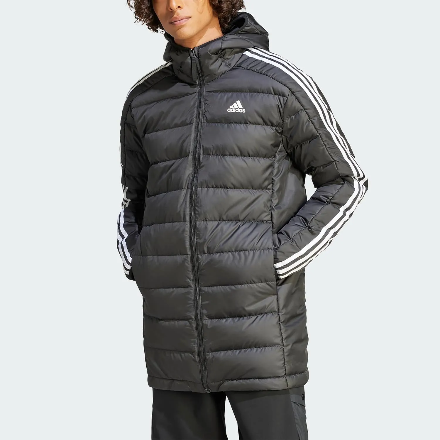adidas Essentials 3-Stripes Light Down Hooded Parka Men's Down Jacket