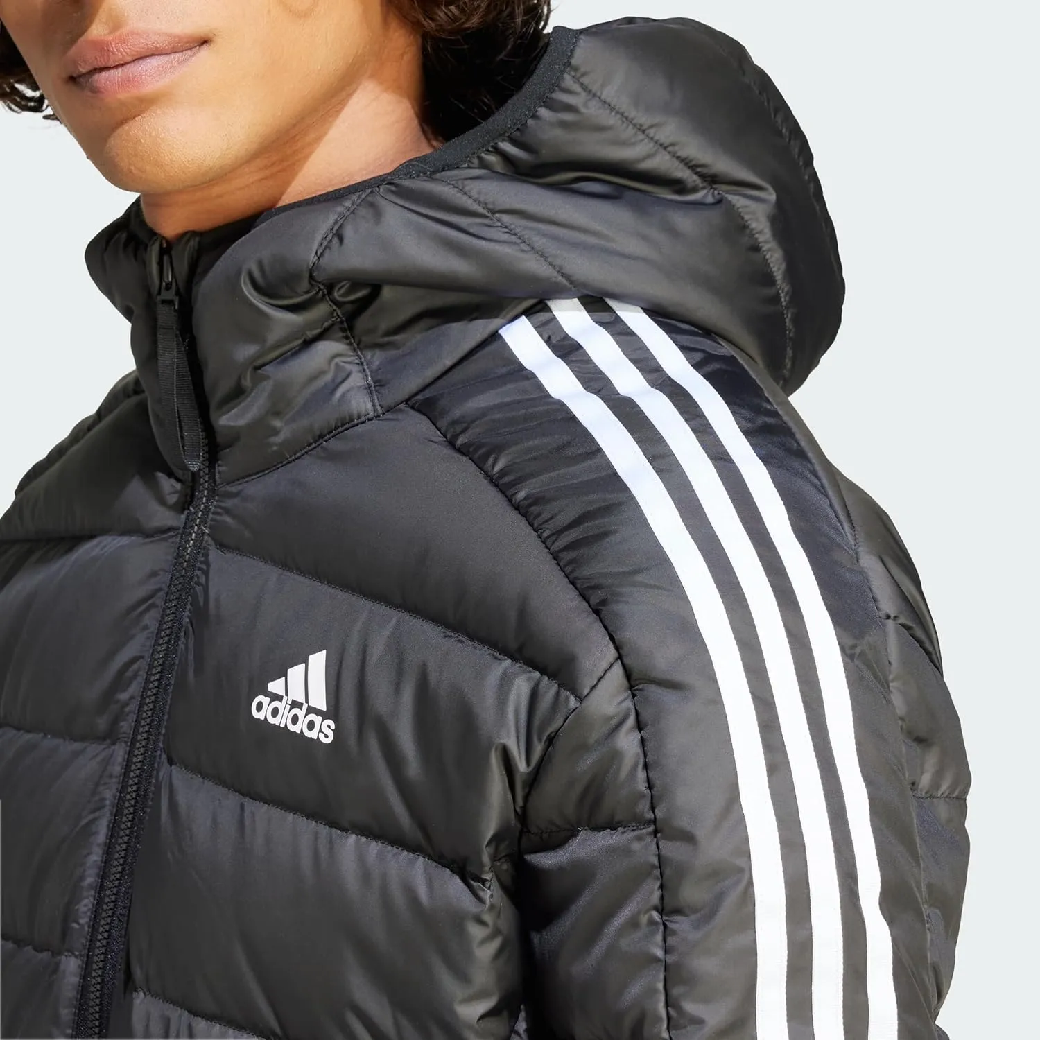adidas Essentials 3-Stripes Light Down Hooded Parka Men's Down Jacket