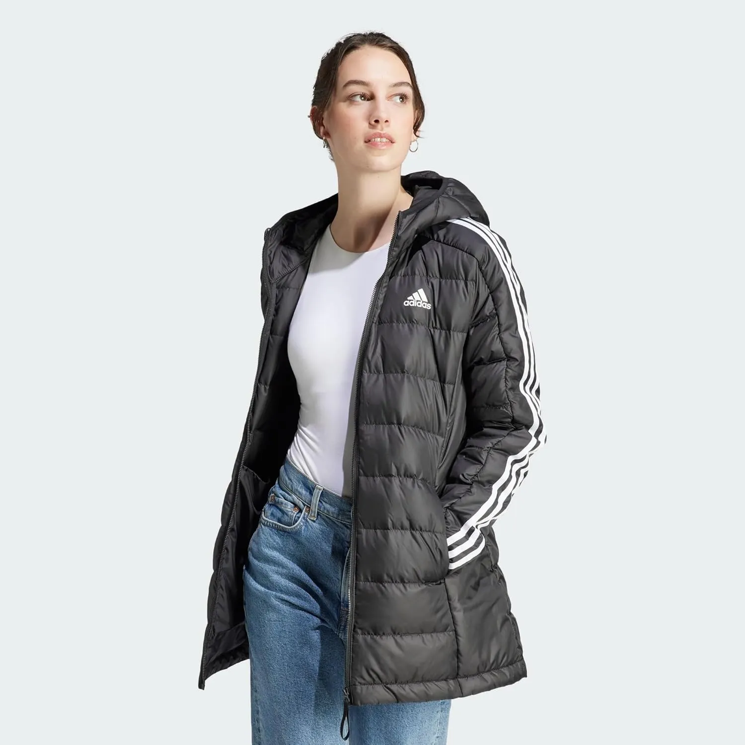 adidas Essentials 3-Stripes Light Down Hooded Parka Women's Down Jacket