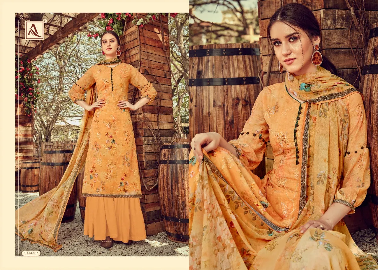 ALOK SUIT DHVANI GEORGETTE DIGITAL PRINT EMBROIDERY SAWLAR SUIT