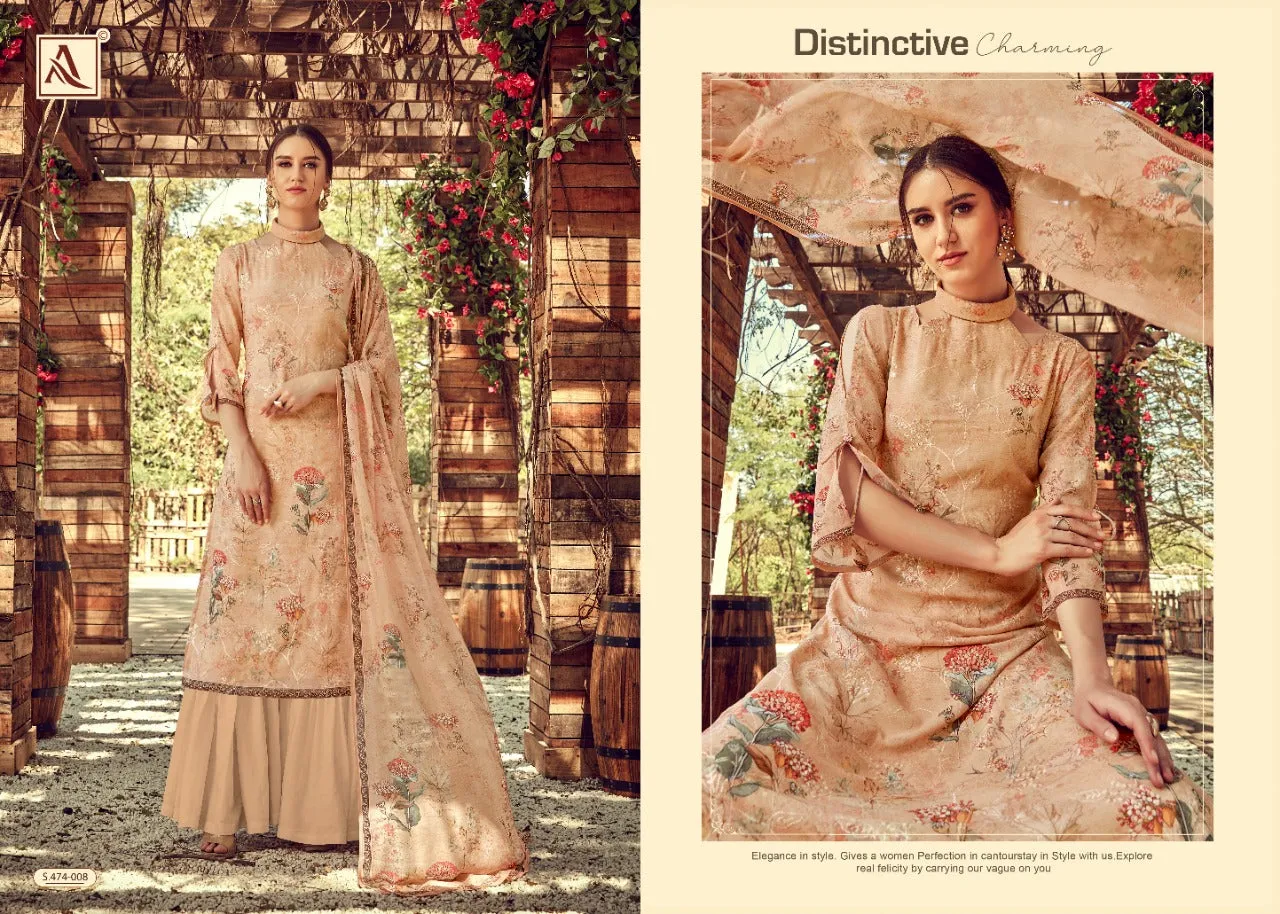 ALOK SUIT DHVANI GEORGETTE DIGITAL PRINT EMBROIDERY SAWLAR SUIT