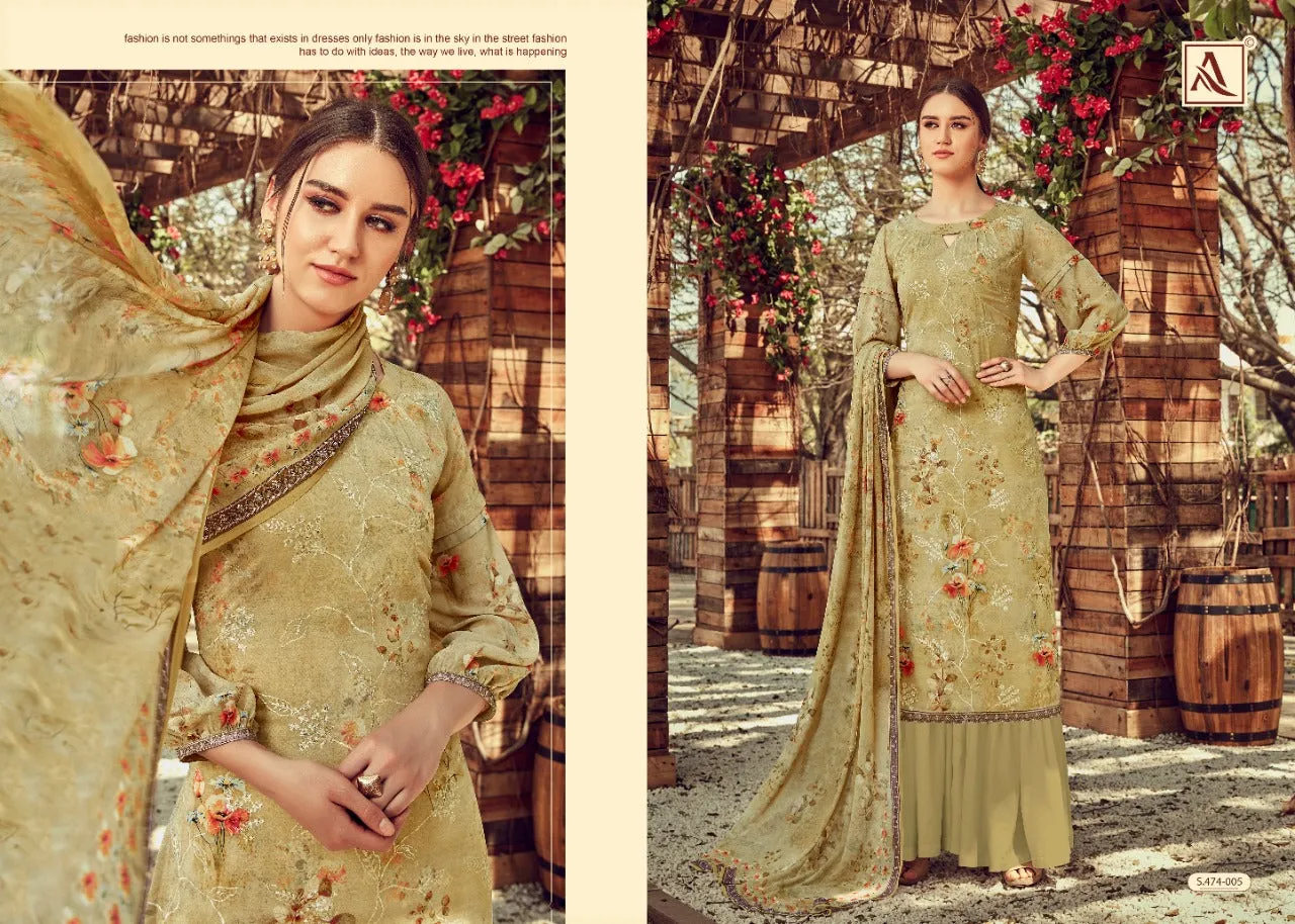 ALOK SUIT DHVANI GEORGETTE DIGITAL PRINT EMBROIDERY SAWLAR SUIT