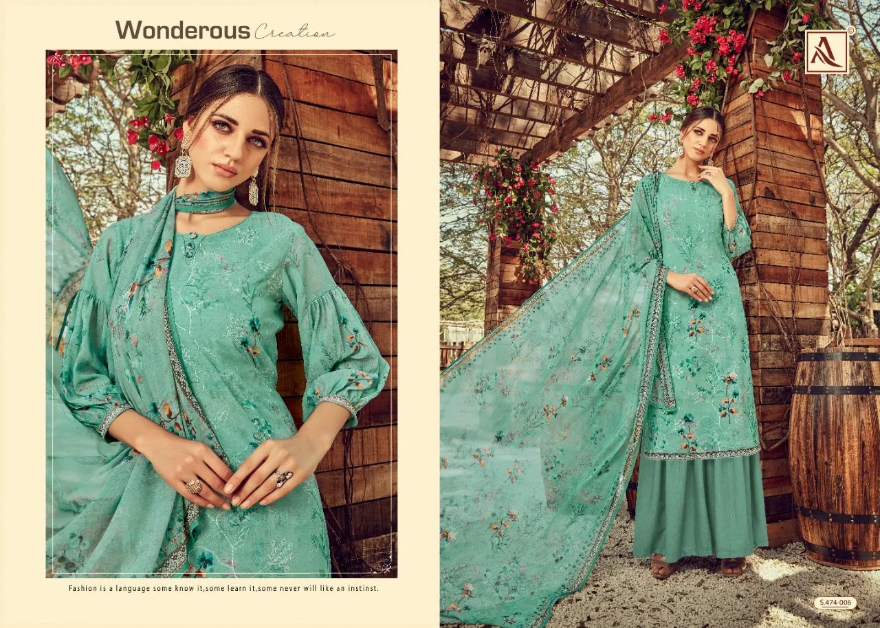ALOK SUIT DHVANI GEORGETTE DIGITAL PRINT EMBROIDERY SAWLAR SUIT