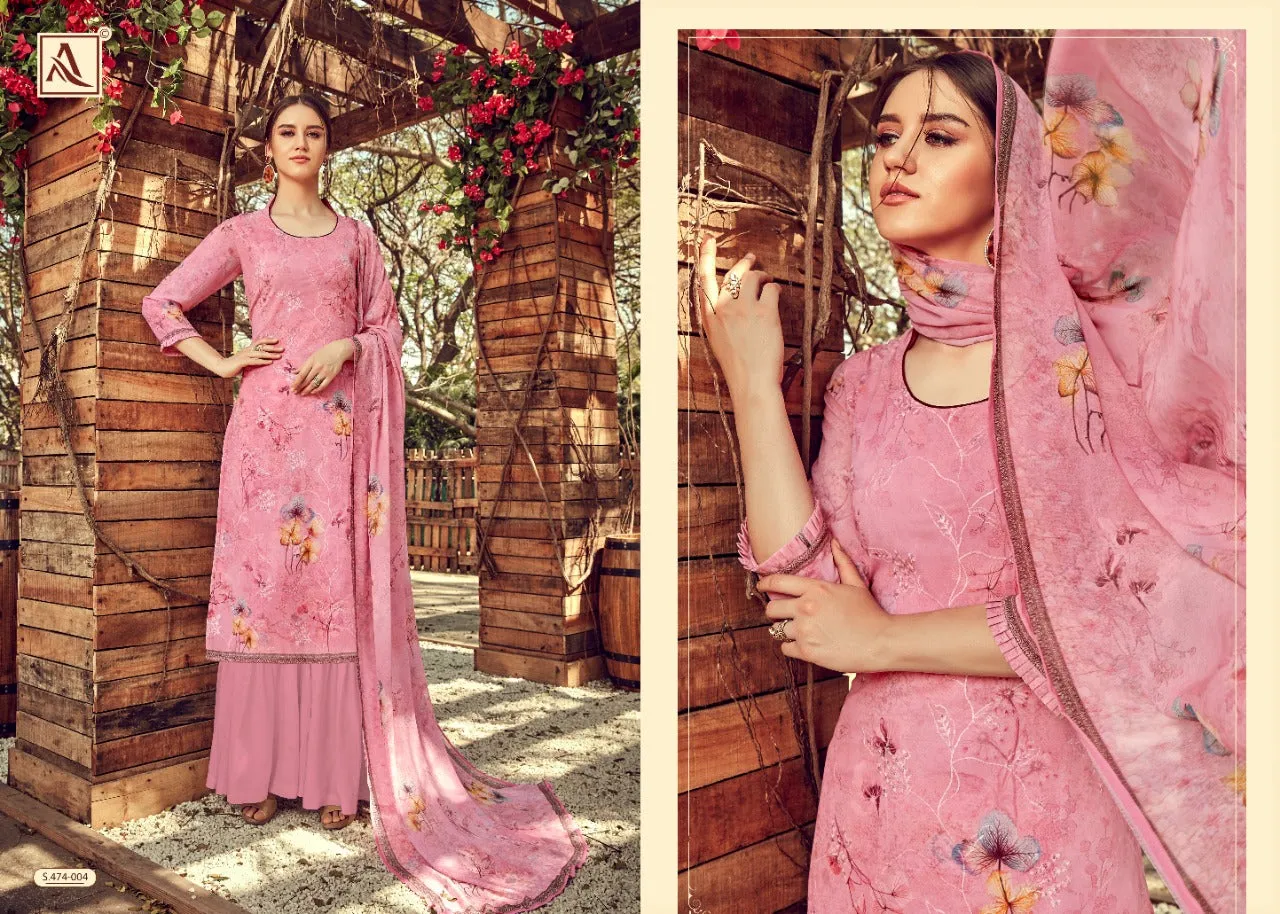 ALOK SUIT DHVANI GEORGETTE DIGITAL PRINT EMBROIDERY SAWLAR SUIT