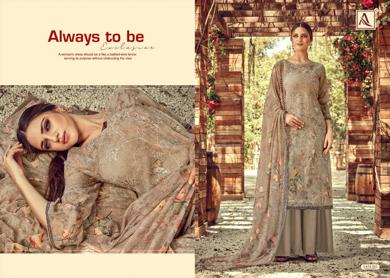 ALOK SUIT DHVANI GEORGETTE DIGITAL PRINT EMBROIDERY SAWLAR SUIT