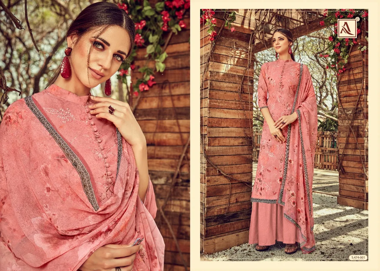 ALOK SUIT DHVANI GEORGETTE DIGITAL PRINT EMBROIDERY SAWLAR SUIT