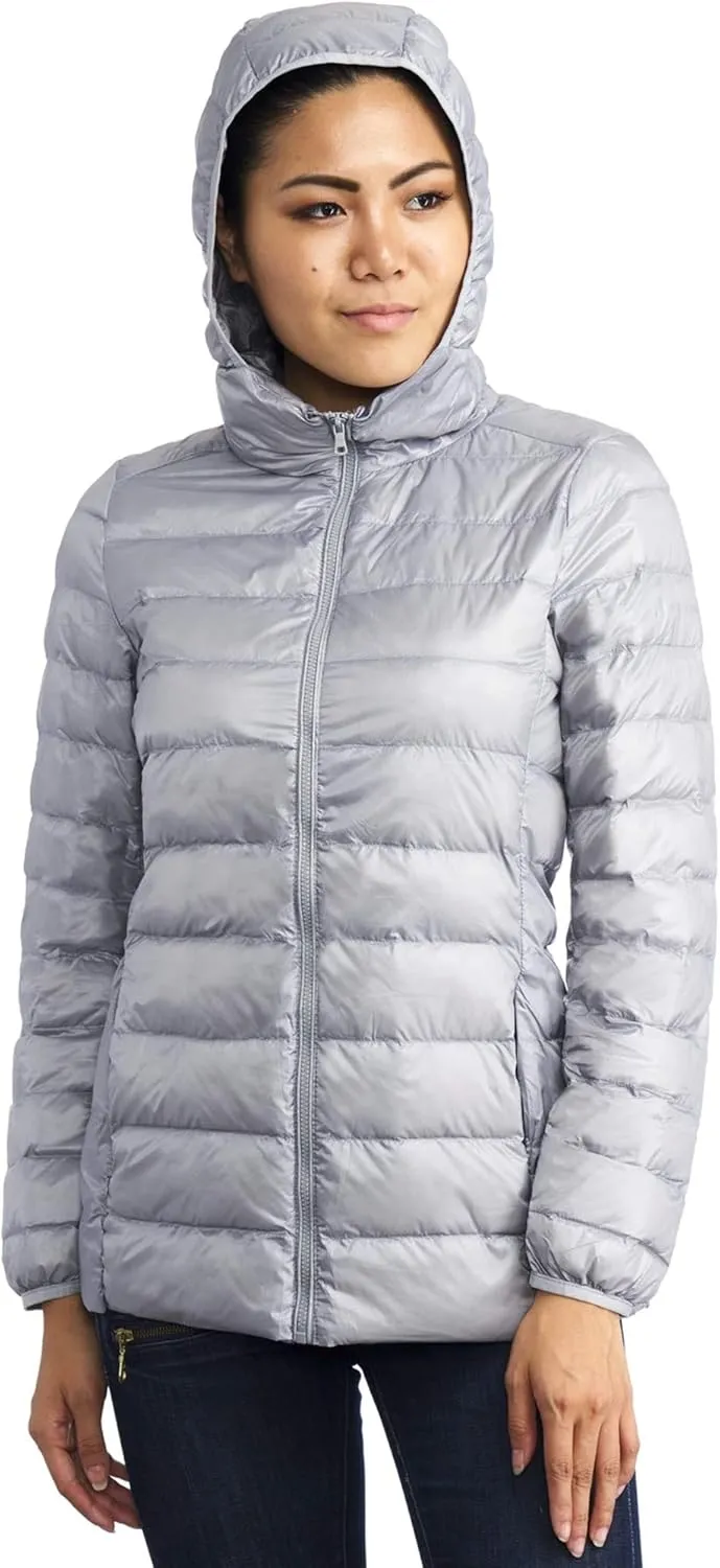 Alpine Swiss Eva Womens Down Alternative Puffer Jacket Hooded Light Packable Coat