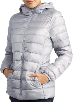 Alpine Swiss Eva Womens Down Alternative Puffer Jacket Hooded Light Packable Coat