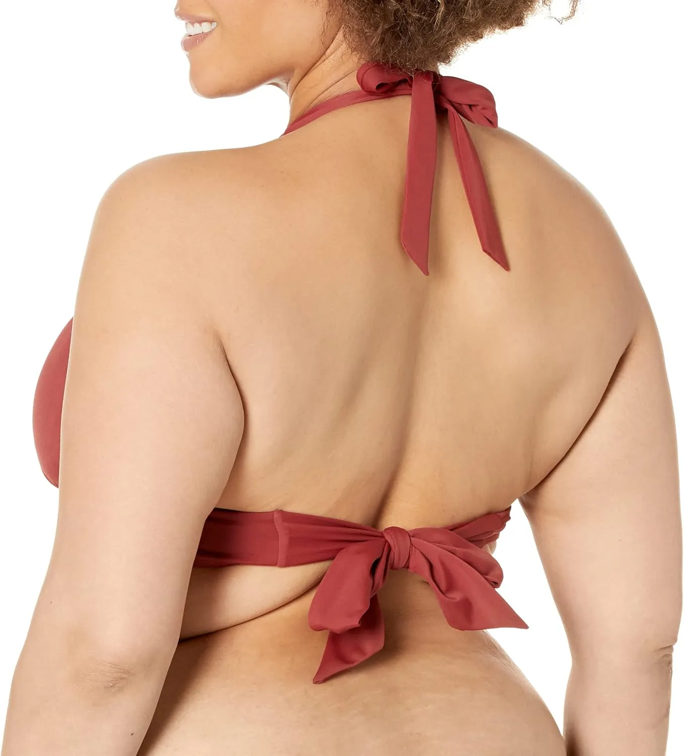 Amazon Essentials Women's Light-Support Tie Halter Bikini Swimsuit Top (Available in Plus Size)
