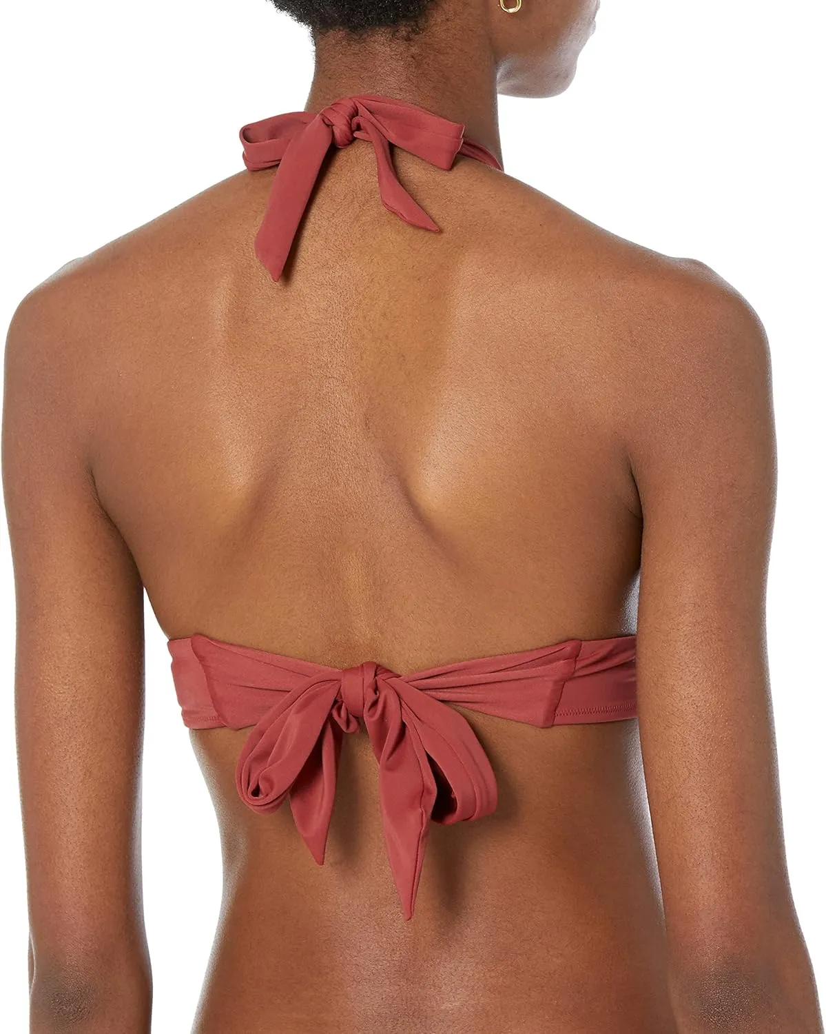 Amazon Essentials Women's Light-Support Tie Halter Bikini Swimsuit Top (Available in Plus Size)