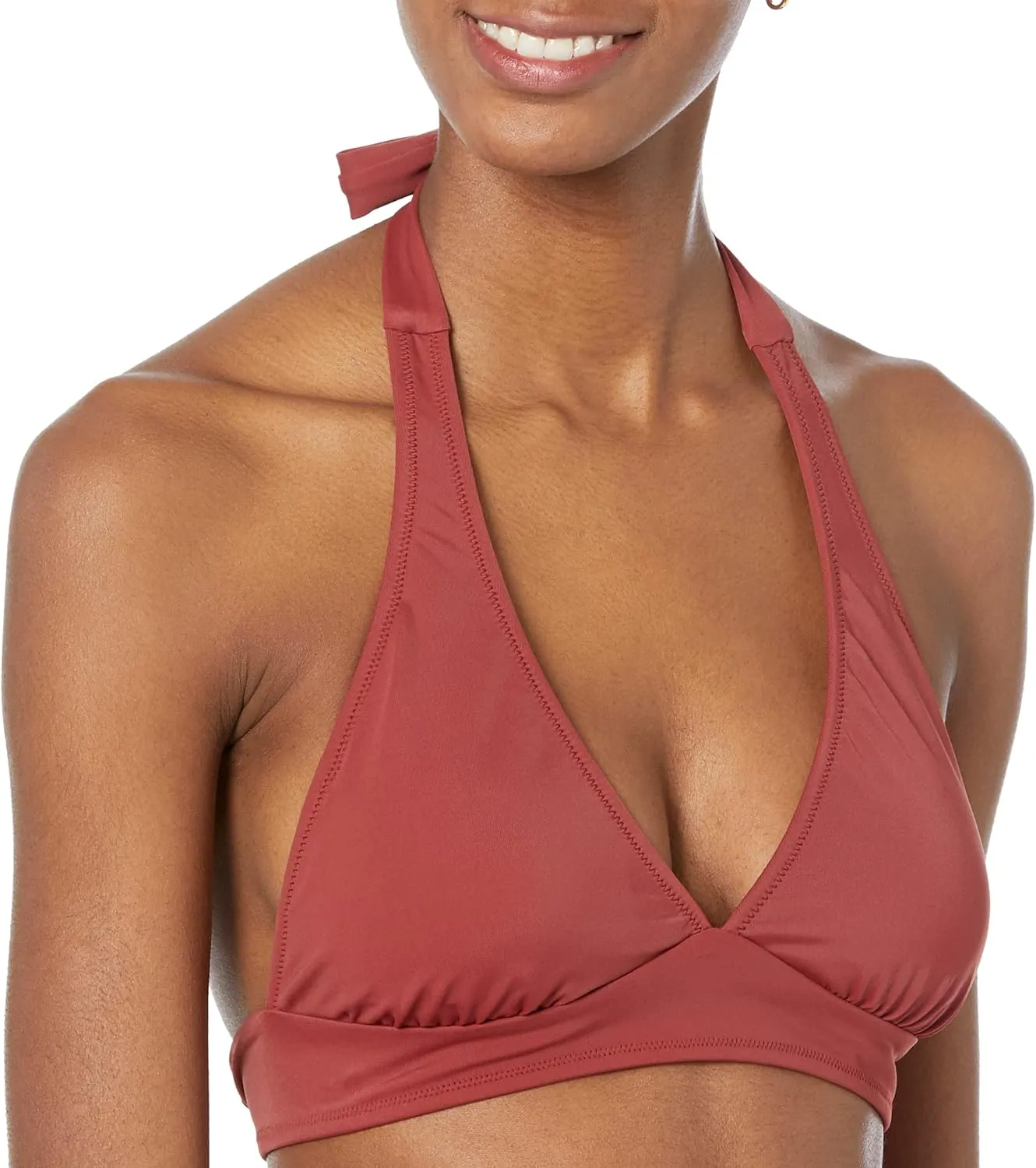 Amazon Essentials Women's Light-Support Tie Halter Bikini Swimsuit Top (Available in Plus Size)