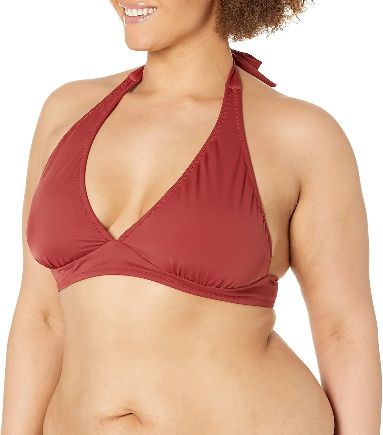 Amazon Essentials Women's Light-Support Tie Halter Bikini Swimsuit Top (Available in Plus Size)