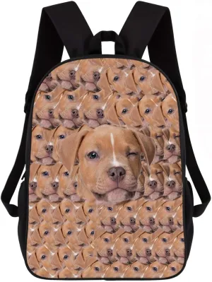 American Staffordshire Terrier Dog Backpack, Dog Head Face Laptop Backpack, Bookbag, Daypack for Hiking Work Camping 17 Inch Style 2