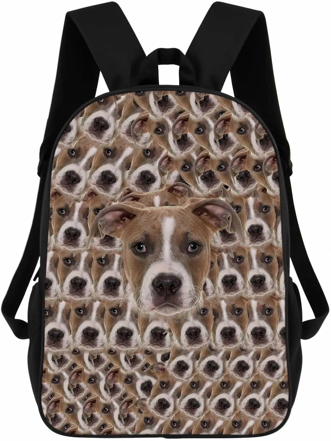 American Staffordshire Terrier Dog Backpack, Dog Head Face Laptop Backpack, Bookbag, Daypack for Hiking Work Camping 17 Inch Style 3
