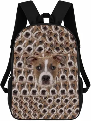 American Staffordshire Terrier Dog Backpack, Dog Head Face Laptop Backpack, Bookbag, Daypack for Hiking Work Camping 17 Inch Style 3