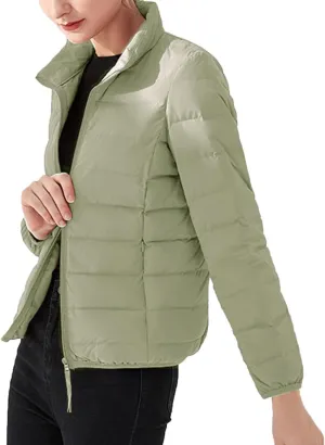 Amxiway Women's Ultra Light Weight Packable Coat Outdoor Puffer Short Down Jacket