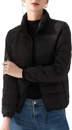Amxiway Women's Ultra Light Weight Packable Coat Outdoor Puffer Short Down Jacket